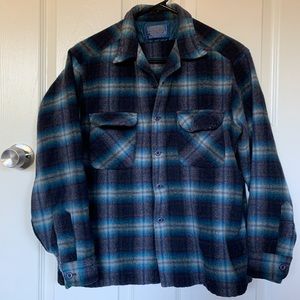 Pendleton blue/turquoise plaid button up